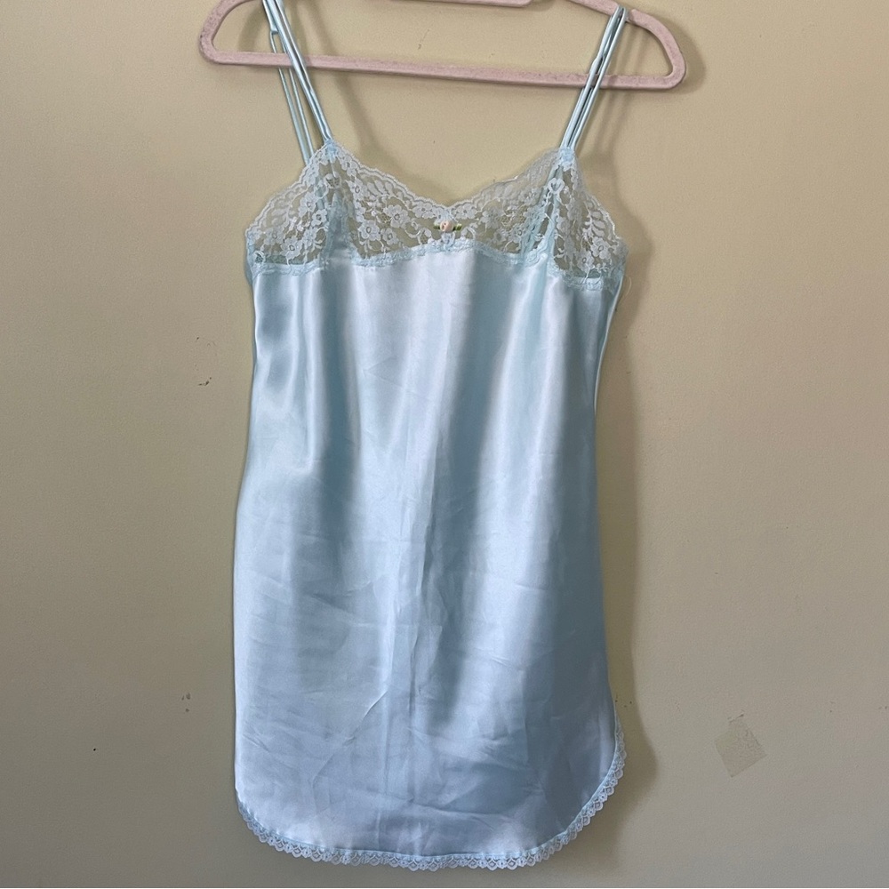 Victoria's Secret Light Blue Chemise with Lace Trim